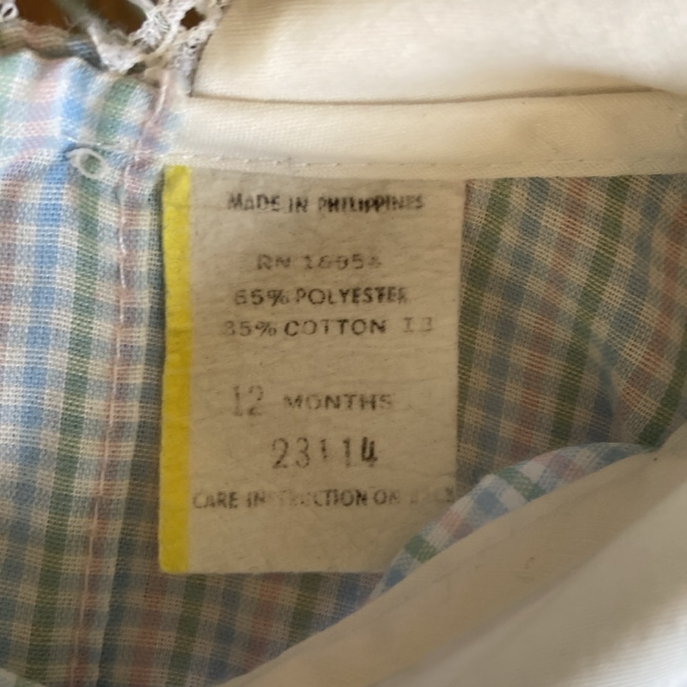 Vintage check dress with goose duck applique size 12 months 80s 90s - Picture 5 of 12